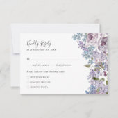 Elegant Lilac Wedding RSVP Karte (Vorderseite)