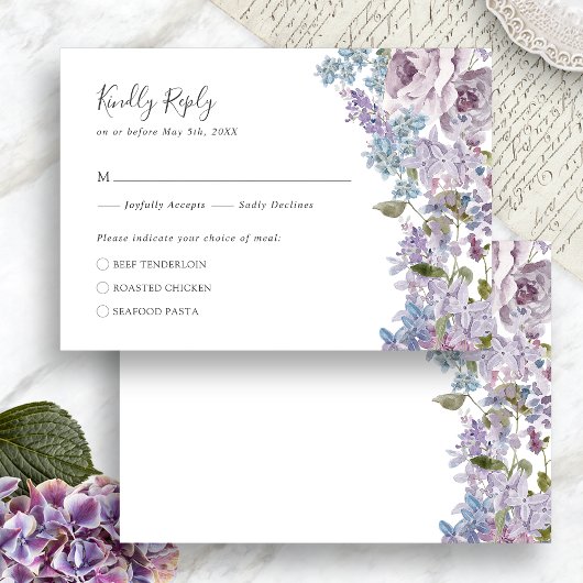 Elegant Lilac Wedding RSVP Karte