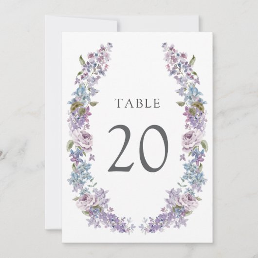 Elegant Lilac Wedding Tischnummer (Vorderseite)