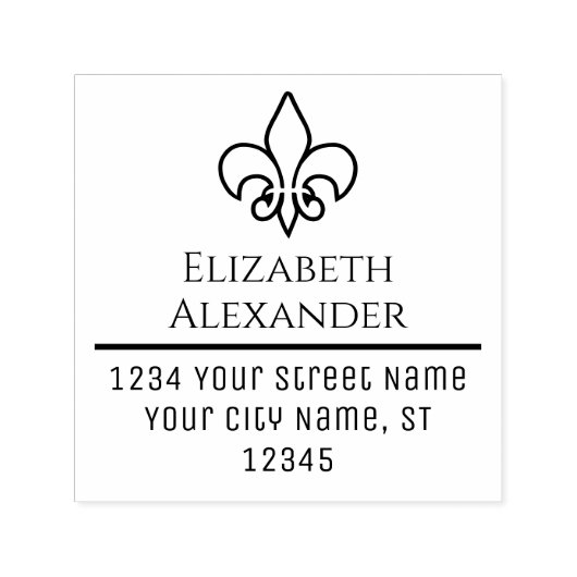 Elegant Lilie 10 Floral Französisch Name Adresse Permastempel (Design)