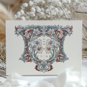 Elegant Lilies Art Nouveau Wedding Ivory Red Einladung