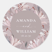 Elegant Lily Personalisiert Wedding Sticker (Vorderseite)