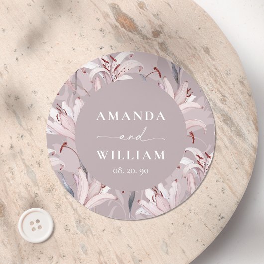 Elegant Lily Personalisiert Wedding Sticker