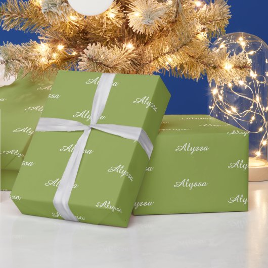 Elegant Lime Green benutzerdefinierte Skriptname c Geschenkpapier (Feiertage)