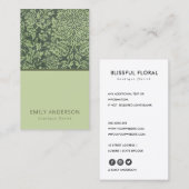 ELEGANT LIME GREEN BLACK DAMASK FLORAL PATTERN VISITENKARTE (Vorne/Hinten)