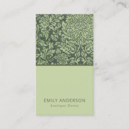 ELEGANT LIME GREEN BLACK DAMASK FLORAL PATTERN VISITENKARTE
