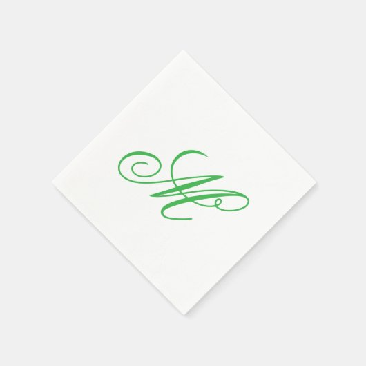 Elegant Lime Green Monogram Initial Serviette (Ecke)
