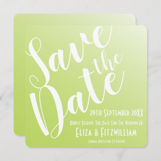Elegant Lime Green Ombre Save the Date Einladung (Vorne/Hinten)