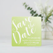 Elegant Lime Green Ombre Save the Date Einladung (Stehend Vorderseite)