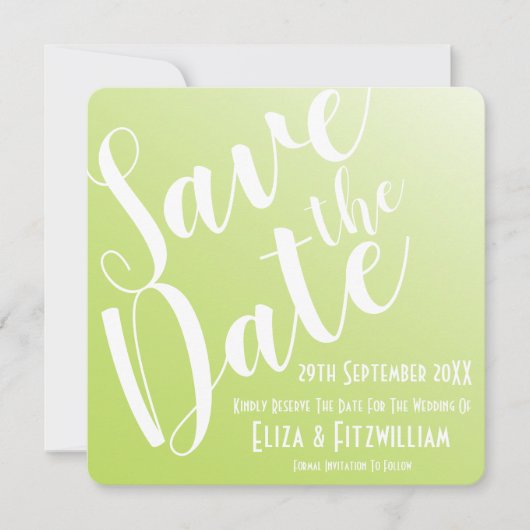 Elegant Lime Green Ombre Save the Date Einladung (Vorderseite)