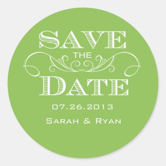 Elegant Lime Green Save the Date Sticker (Vorderseite)