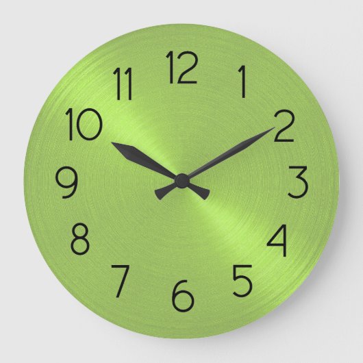Elegant Lime Green Sheen Große Wanduhr (Vorderseite)