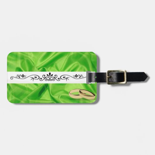 Elegant`Lime Green Silk Effect Wedding Gepäckanhänger (Vorderseite horizontal)