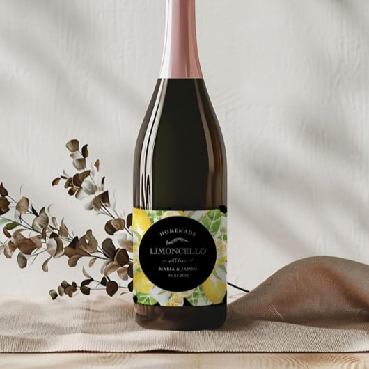 Elegant Limoncello Lemon Wreath Alkoholflaschenetikett