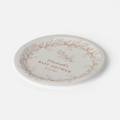 Elegant Line Art Botanical Baby Shower Pappteller (Schrägansicht)