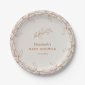 Elegant Line Art Botanical Baby Shower Pappteller (Vorderseite)