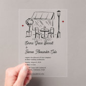 Elegant Line Art Café Minimalist Modern Wedding Acryleinladungen (Insitu (Handheld))