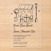 Elegant Line Art Café Minimalist Modern Wedding Acryleinladungen (Vorderseite)