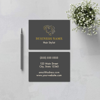 Elegant Line Art Face Hair Salon Logo Visitenkarte