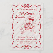 Elegant Line Art Valentine’s Brunch Party Einladung (Vorderseite)