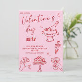 Elegant Line Art Valentine’s Day Party Einladung (Stehend Vorderseite)