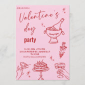 Elegant Line Art Valentine’s Day Party Einladung (Vorderseite)