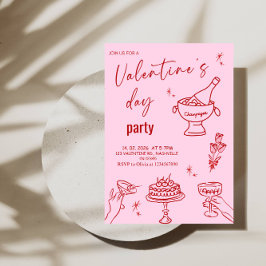 Elegant Line Art Valentine’s Day Party Einladung