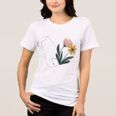 Elegant line with colorful botanical flowers Tri-Blend shirt (Vorderseite)
