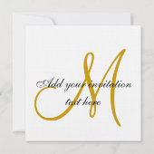 Elegant Linen Monogram Wedding Invitation Gold Einladung (Rückseite)