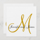 Elegant Linen Monogram Wedding Invitation Gold Einladung (Vorne/Hinten)