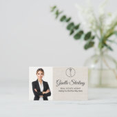 Elegant Linen Photo Real Estate Agent QR Code Visitenkarte (Stehend Vorderseite)