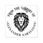 Elegant Lion Head #3 Round Library Book Name Permastempel (Design)