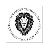 Elegant Lion Head #3 Round Name Address Permastempel (Design)