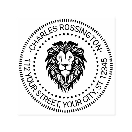 Elegant Lion Head Nr. 3 NT Rnd Name Adresse Permastempel (Design)