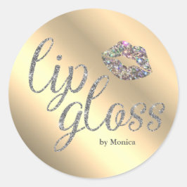 Elegant Lip Gloss Glitzer Kiss Imitats Holografie Runder Aufkleber