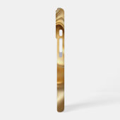 Elegant Liquid Gold Abstract Black Monogrammed iPhone 16 Hülle (Linke Seite)