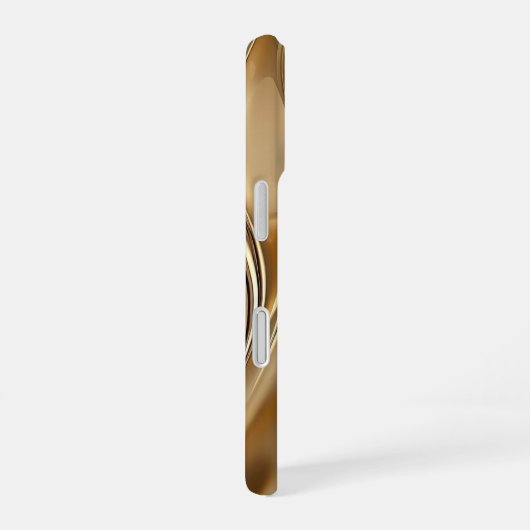 Elegant Liquid Gold Abstract Black Monogrammed iPhone 16 Hülle (Rechte Seite)