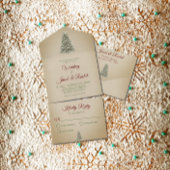 Elegant Lit Christmas Tree on Kraft Paper Wedding All In One Einladung