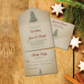 Elegant Lit Christmas Tree on Kraft Paper Wedding All In One Einladung