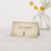 Elegant Lit Christmas Tree Table Number Wedding Platzkarte (Rückseite)