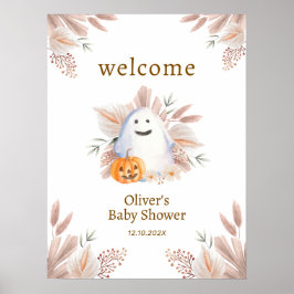 Elegant Little Boo Boho Ghost Baby Shower Willkomm Poster