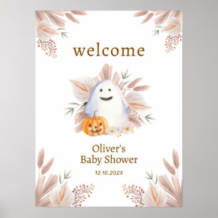 Elegant Little Boo Boho Ghost Baby Shower Willkomm Poster