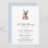 Elegant Little Bunny Blue Boy Baby Shower Einladung (Vorne/Hinten)