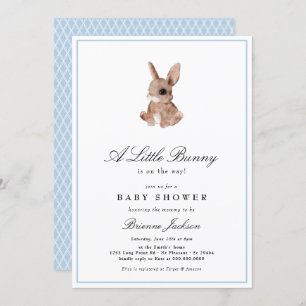 Elegant Little Bunny Blue Boy Baby Shower  Einladung