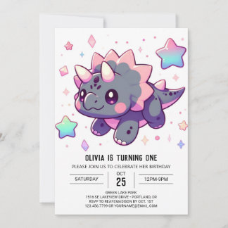 Elegant Little Dinosaur 1. Geburtstag Einladung