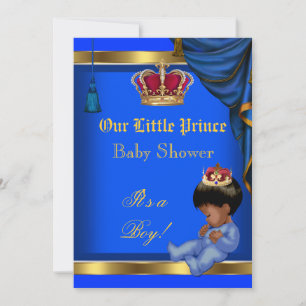 Elegant Little Prince Baby Shower Boy Blue 2 Einladung