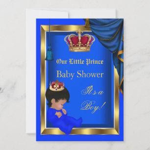 Elegant Little Prince Baby Shower Boy Blue 2 Einladung