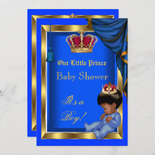 Elegant Little Prince Baby Shower Boy Blue Einladung