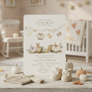 Elegant Little Pumpkin Boy Clothesline Baby Shower Einladung