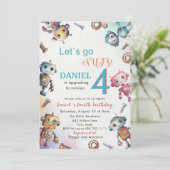 Elegant Little Robot Watercolor Baby Birthday Par Einladung (Stehend Vorderseite)